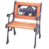 Cast Iron Kids Bench Chair with Farm Animal Design Back