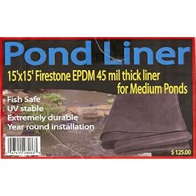 15' X 15' Firestone EPDM 45 mil Thick Pond Liner