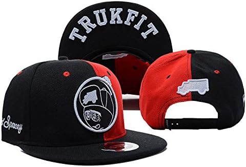 Trukfit Camouflage Hat Hip-hop Baseball Cap Flat Brim Cap Unisex Adult Adjustable Snapback Hats (Black&Red)