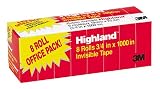 Highland™ 6200 Invisible Tape, Refill Roll, 3/4