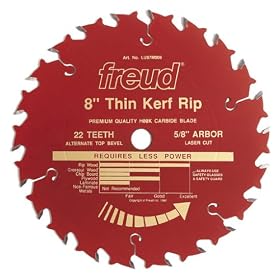 Freud LU87R008 8-Inch 22 Tooth ATB Thin Kerf Ripping Saw Blade with 5/8-Inch Arbor and PermaShield Coating