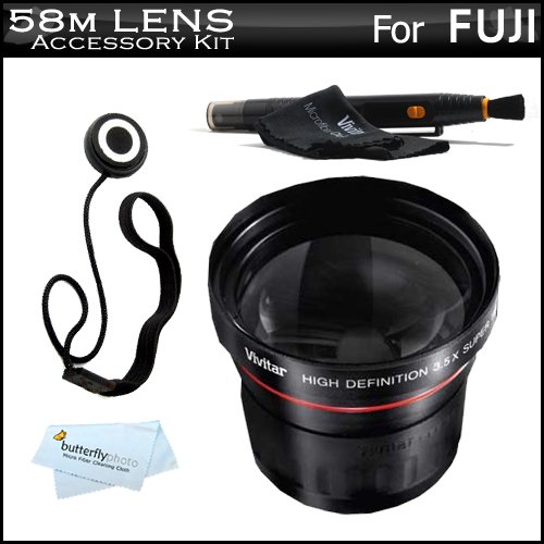 Vivitar 58mm Fisheye Lens Kit For Fuji FujiFilm Finepix HS20 EXR Digital Camera Includes High Definition 0.21x Super Wide Angle Fisheye Lens + LensPen Cleaning Kit + Lens Cap Keeper + Microfiber Cleaning Cloth