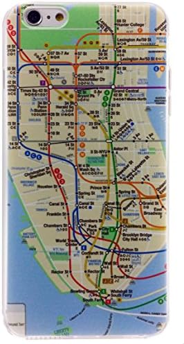 Apple iPhone 6 Plus and 6s Plus 5.5 inches Flexible TPU Case Impact Absorb Protection Cover Easy Install Snap On Off Perfect Fit Slim Lightweight, New York City Subway Map Clear Bumper