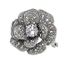 Eve's Addiction Sterling Silver Flower Pin with Diamond Cubic Zirconias