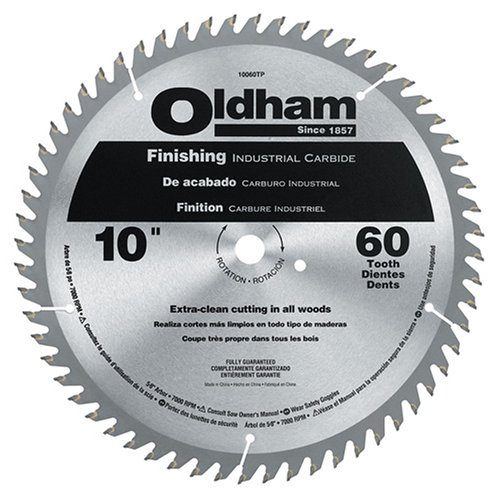 Oldham 10060TP All Purpose 10-Inch 60 Tooth ATB Crosscutting and Ripping Saw Blade with 5/8-Inch Arbor
