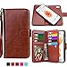 iPhone 6S Case, HESPLUS [Detachable Wallet] iPhone 6 Wallet Case with [9 Card Slot][ID Holder][Wrist Strap] - Premium Magnetic Leather Flip Cover Case for iPhone 6/6S - Brown