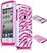 Bastex Heavy Duty Hybrid Case for iPhone 5c - Hot Pink Silicone / White Zebra Print Hard Shell