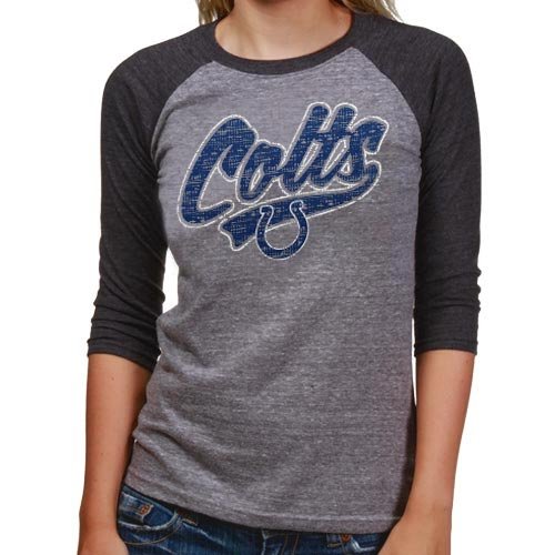 Reebok Indianapolis Colts Ladies Ash Sweep Tri-Blend 3/4 Sleeve Raglan T-shirt (Medium)