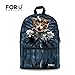 FOR U DESIGNS Cute Cat Dog Print Durale Kids Canvas Bookbag Back to School