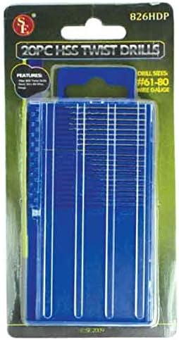 20 Piece HSS Twist Drill Bits for Sizes 61-80 Wire Gauges