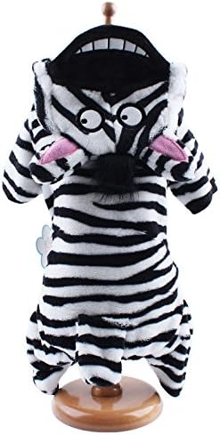 Rachel Pet Products Zebra Donkey Black and White Stripes Flannel Winter Jumpsuit Costumes, M