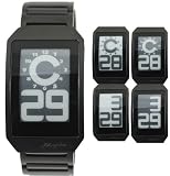 Phosphor Unisex Digital Hour E-INK Curved Black Ion-Plated Metal Band Watch #DH06