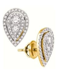 0.73 cttw 14k Yellow Gold Diamond Pear Shape Earrings (Real Diamonds: 3/4 cttw)