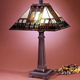 Dale Tiffany 8840/739 Mission Arrows Table Lamp, Dark Antique Bronze and Art Glass Shade