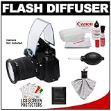 Zeikos Universal Soft Screen Pop-Up Flash Diffuser plus Cleaning Accessory Kit for Canon Rebel XSi, XS, T1i, T2i, EOS 50D, 60D, 5D, 7D, 1D, 1Ds Mark II, III, IV Digital SLR Cameras
