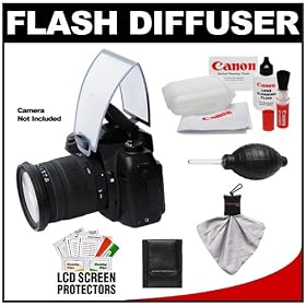 Zeikos Universal Soft Screen Pop-Up Flash Diffuser plus Cleaning Accessory Kit for Canon Rebel XSi, XS, T1i, T2i, EOS 50D, 60D, 5D, 7D, 1D, 1Ds Mark II, III, IV Digital SLR Cameras