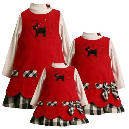 Bonnie Jean Baby2-Piece RED BLACK/WHITE BUFFALO PLAID SCALLOP HEM SEQUIN