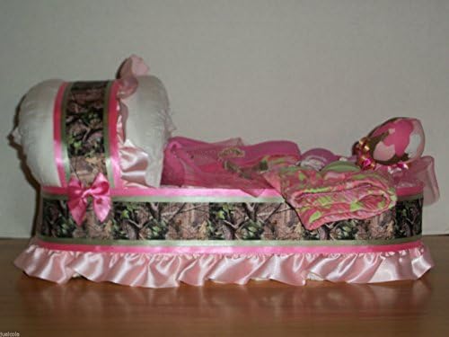 Girl Big Diaper Cake Bassinet Gift Basket Baby Shower Centerpiece By Little Kg's Dreams