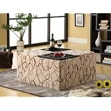 Kami Stroke Pattern Fabric Storage Ottoman with 4-Trays