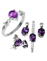 Silver Earring, Pendant & Ring Set with CZ