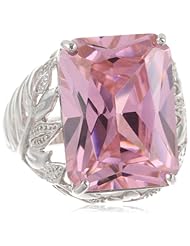 Sterling Silver Emerald-Cut Pink Cubic Zirconia Ring