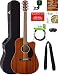 Fender CD-60SCE Solid Top Dreadnought Acoustic-Electric Guitar - All Mahogany Bundle with Hard Case, Instrument Cable, Strap, Tuner, Picks, Strings, and Austin Bazaar Instructional DVD