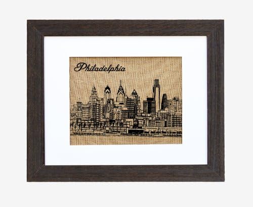Philadelphia Skyline, Burlap Wall Art, Frame Included