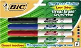 BIC Great Erase Grip Pocket Dry Erase Marker, Fine Point, Assorted, 4-Count