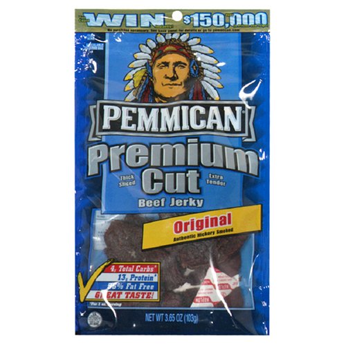 Pemmican Premium Cut Beef Jerky, Original, 3.65-Ounce Bags (Pack of 12)