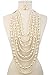 Audrey Multi-Strand Simulated Pearl Statement Necklace and Earrings Set