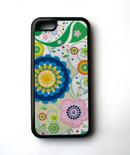 Mod Floral Pattern On Faux Wood iPhone 5c Case By Case Envy (Hard Silicone Rubber Case)