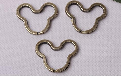 10pcs Antique Bronze Mouse Keyring Split Ring Open Jump Key Chain Double Loop Clasp