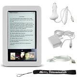 Slim High Quality Durable Silicone Skin Case Customer Made For Barnes & Noble Nook eBook Reader (White) + Includes a 4-Inch eBigvalue Determination Hand Strap