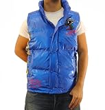Ed Hardy Mens Flaming Skull Puffer Vest - Cobalt