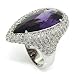 Fit for a Princess! Amethyst Large Cocktail Ring w/ Pavé, .925 Sterling Silver , 10