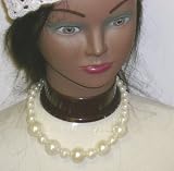 One Strand Simulated Ivory Pearls Short Chain Necklace Ear Rings for Women