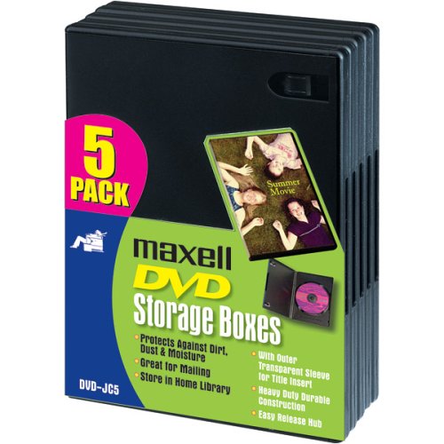 Maxell DVD-JC5 DVD Storage Boxes, 5 Pack