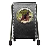 Afghan Hound Black Pen Holder Desk Clock