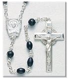 Sterling Silver Rosary Genuine Cocoa Beads Black Rosaries Jesus Mary