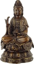 Seated Kuan-Yin, Bronze Statue, 6.5"H