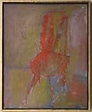 Orange Chair Still Life, Original Early Oil Painting on Board By Carmel Art Association Artist Janet Ament de la Roche - Framed Artwork