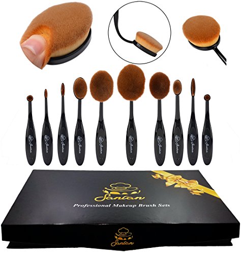 Prime Deal of The Day 2016 Professional 10 Pcs Soft Oval Makeup Brush Sets Foundation Brushes Cream Contour Powder Blush Concealer Cosmetic Brush Liquid Cream Makeup Cosmetics Tool Set For Face Eyes