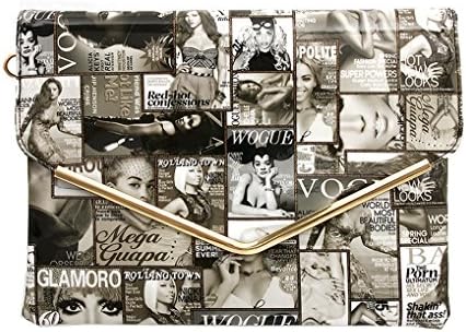 Belle Pink Women's Fashion Magazine Inspired Clutch Bag with Shoulder Chain