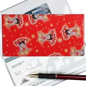 Betty Boop Lenticular Check Book Cover, Changing Image pattern, Red