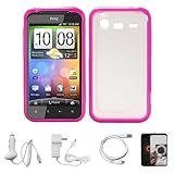 Durable Crystal Hard Case Cover with Pink Rubberized TPU Silicone Skin Edge ....