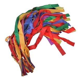12Pcs Hand Held Dance Rainbow Ribbon Toys for Children--Random Color