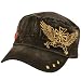 Cotton Military Cadet 3 Star Distressed Cap Hat Black