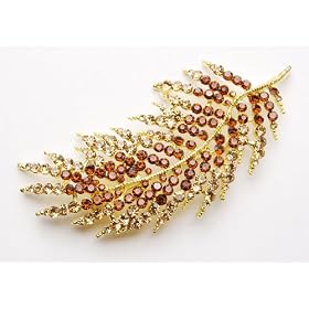 Beautiful Smoked Topaz Holiday Feather Leaf Pin Brooch