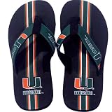 Miami Hurricanes Black Ladies Sandals W/Team Stripes