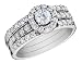 Multi-Stone Diamond Engagement Ring & Wedding Band Set 1.50 Carat (ctw) in 14K White Gold (Certified)